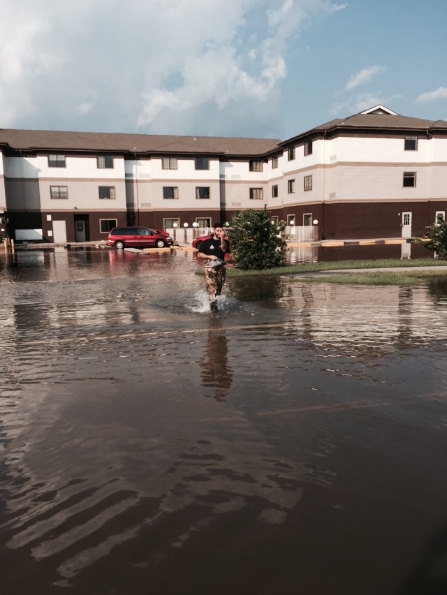 Flooded apartment complex in Eden Valley